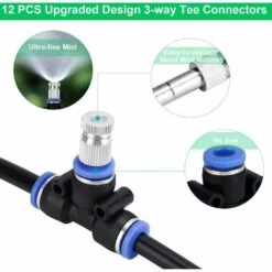 TRIOMPHE Système De Brumisation,10M Système D'irrigation Système De Brumisateur Extérieur Système Refroidissement Idéal Pour Gazebo Jardin Patio 12 Buse (Noir) -Arrosage Enterré Soldes 35653769 5