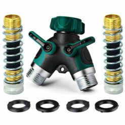 TRIOMPHE Connecteur De Séparateur De Tuyau 2 Way Y, Adaptateur De Connecteur De Vanne De Tuyau D'eau Y, Carrosserie De Tuyau De Jardin Corps Métallique Avec Prise En Caoutchouc Lisse Pour Les Jardins, Irrigation, Utilisation Du Ménage (4 Rondelles Libres)