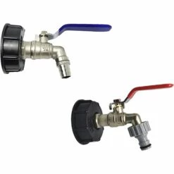 ALMI 1pcs Robinet Cuve 1000L,Robinet Pour IBC Robinet Recuperateur Eau De Pluie Adaptateur De Cuve Robinet,Adaptateur De Réservoir De Vidange,Robinet En Laiton Fabriqué En PP Filetage Gros 60 Mm (Red 1/2")