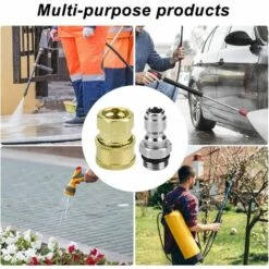 Raccord Rapide Tuyau Arrosage En Metal M14 Mâle Et Femelle Adaptateur Tuyau Arrosage Antirouille Raccord Rapide Arrosage Facile A Connecter Pour Pistolet A Eau Jardin Extérieur Fontainebleau 2PCS -Arrosage Enterré Soldes 47743058 5