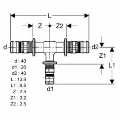 GEBERIT Té Inégal 90° MEPLA 40-26-40 -Arrosage Enterré Soldes 507877 3