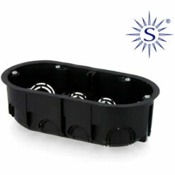 EDM Boîtier Universel Pour Mur Creux Pour Prise Double Noir