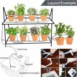 LITZEE Kit D'irrigation Goutte à Goutte Automatique Micro, Système D'auto-arrosage Avec Minuterie D'eau électronique De 30 Jours, Charge USB Pour 10 Plantes En Pot D'intérieur -Arrosage Enterré Soldes 54682564 3