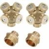 ENLENK 2 Pack 4 Trous Buse De Pulvérisation En Laiton, Brumisateur Buse Jardin Arroseurs Raccord De Tuyau D'eau Connecteur Pour Jardinage Et Agriculture