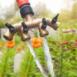 FONTAINEBLEAU 3/4 Pouce En Laiton Tuyaux Tuyau Splitter Buse Commutateur Robinet Connecteurs Robinet Diviseur Adaptateur De Tuyau Connecteurs De Robinet Pour L'irrigation De Jardin, European Thread，Fonepro -Arrosage Enterré Soldes 55922789 4