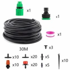 LUCKY-88 Ventilateur Et Brumisateur Extérieur Spray De Jardin Extérieur, Système De Refroidissement Par Atomisation, Kit D'irrigation Automatique 4,7 (tuyau 30 Mètres 4,7)