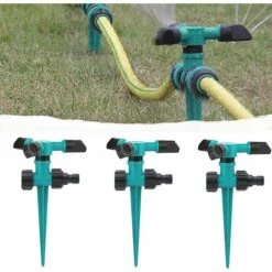 OUSUDELA 3 Pièces Arroseur Automatique à 360° Pour Pelouse, Arroseur Rotatif à Trois Bras, Arroseur Pour Pelouse Automatique Arrosage Système, Peut Être Utilisé Pour Jardin Et L'Irrigation Pastorale