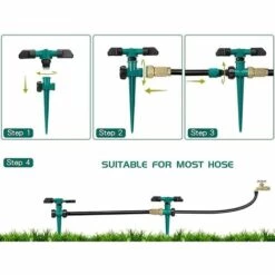 OUSUDELA 3 Pièces Arroseur Automatique à 360° Pour Pelouse, Arroseur Rotatif à Trois Bras, Arroseur Pour Pelouse Automatique Arrosage Système, Peut Être Utilisé Pour Jardin Et L'Irrigation Pastorale -Arrosage Enterré Soldes 58338329 3