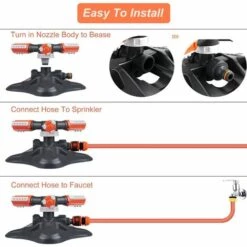 OUSUDELA Arroseurs De Jardin, 3 Embouts Arroseur De Pelouse 360 ° Rotatif Arroseur Automatique D'eau Arroseur Système Pulvérisateur D'eau Arroseur Arroseur Réglable -Arrosage Enterré Soldes 58338349 5