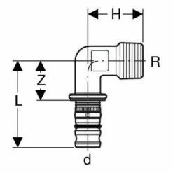 GEBERIT Coude Mixte Fileté Femelle 15x21 D20 Réf 612.252.00.5