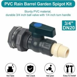 MONLY Connecteur Réservoirs D'eau En PVC Robinet Baril De Pluie En PVC 3/4 Pouce Avec Raccord De Cloison Et Adaptateur De Tuyau -Arrosage Enterré Soldes 59952500 3