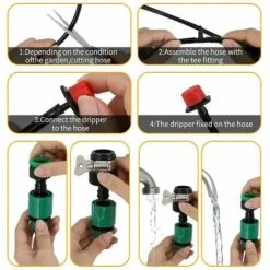 PREMIER 93pcs Kit De Système D'irrigation Goutte à Goutte Automatique Usine Arrosage Tuyau D'arrosage -Arrosage Enterré Soldes 60541565 3