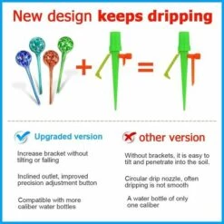 TRIOMPHE 20pcs Irrigation Goutte à Goutte Kit, Piquets D'arrosage Automatiques Avec 20pcs Support Anti-basculement, Convient à Toutes Les Bouteilles, Pour Les Plantes D'intérieur Et D'extérieur (20PCS),T-Audace -Arrosage Enterré Soldes 60861388 5