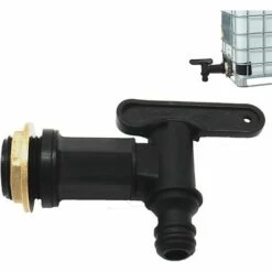 QERSTA Raccord Cuve Eau De Pluie Adaptateur Ibc Avec Robinet Ibc Adaptateur De Cuve Adaptateur Ibc De Réservoir Noir 25,4 Mm