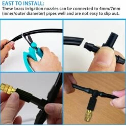 ENLENK Lot De 12 Buses De Pulvérisation Réglables En Laiton - Système D'irrigation Goutte à Goutte - Pulvérisateur Pour Tuyau D'arrosage 4/7 - Pour Arrosage De Jardin, Balcon -Arrosage Enterré Soldes 63636986 5