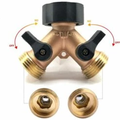CESIèCLEFOU Répartiteur De Robinet 2 Voies En Forme De Y 3/4 Filetage Standard Européen, Avec Vannes Individuelles Marche/arrêt En Laiton, Adaptateur De Collecteur Pour Lave-Vaisselle, Extérieur, Jardin Lefou -Arrosage Enterré Soldes 65597747 2