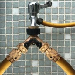 CESIèCLEFOU Répartiteur De Robinet 2 Voies En Forme De Y 3/4 Filetage Standard Européen, Avec Vannes Individuelles Marche/arrêt En Laiton, Adaptateur De Collecteur Pour Lave-Vaisselle, Extérieur, Jardin Lefou -Arrosage Enterré Soldes 65597747 4