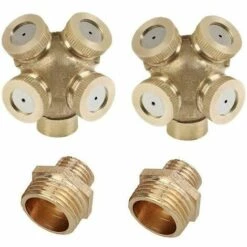 YOOUYIDA 2 Pack 4 Trous Buse De Pulvérisation En Laiton, Brumisateur Buse Jardin Arroseurs Raccord De Tuyau D'eau Connecteur Pour Jardinage Et Agriculture