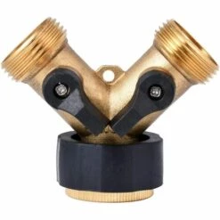 OCXIN Distributeur En Y à 2 Voies Avec Robinets D'arrêt Pour Deux Tuyaux D'arrivée, Laiton 3/4" Pour Le Raccordement De 2 Appareils, Le Débit D'eau Peut être Réglé Et Arrêté -Arrosage Enterré Soldes 66859999 4