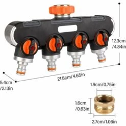 OCXIN Distributeur D'eau à 4 Voies : Distributeur 3/4" Et 1/2" Distributeur De Raccordement D'eau à 4 Voies Et 4 Voies Pour L'irrigation Du Jardin, Le Lavage, Les Animaux Domestiques, Le Débit D'eau Réglable Et Verrouillable -Arrosage Enterré Soldes 66964363 4
