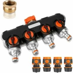 OCXIN Distributeur D'eau à 4 Voies: Distributeur 3/4 Pouce Et 1/2 Pouce 4 Voies, Distributeur De Raccordement D'eau à 4 Voies Pour L'irrigation Du Jardin, Le Lavage, Les Animaux Domestiques, ...
