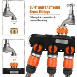 OCXIN Distributeur D'eau à 4 Voies: Distributeur 3/4 Pouce Et 1/2 Pouce 4 Voies, Distributeur De Raccordement D'eau à 4 Voies Pour L'irrigation Du Jardin, Le Lavage, Les Animaux Domestiques, ... -Arrosage Enterré Soldes 66964373 5