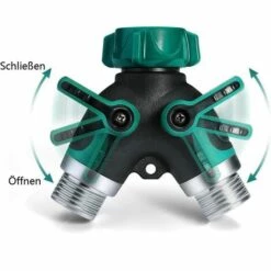 OCXIN Distributeur à 2 Voies, Débit D'eau Réglable Et Verrouillable - Distributeur D'eau Optimal Pour Une Utilisation Pratique Dans Le Jardin, Y Compris 2 Raccords De Robinet Et 4 Rondelles En Caoutchouc -Arrosage Enterré Soldes 66965559 5